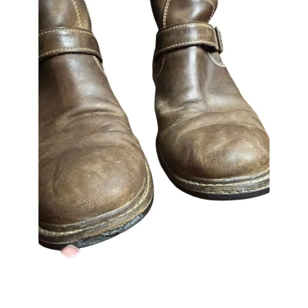Cole Haan Men's Bryce Zip Ankle Boot Sz 8.5 Brown Leather Motorcycle Biker